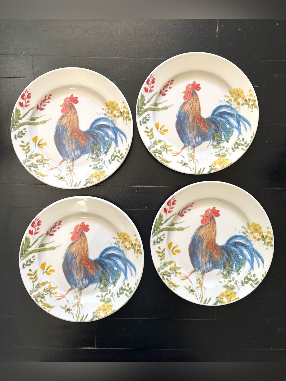Paula Deen GARDEN ROOSTER Set Of 4 Small 8” Plates